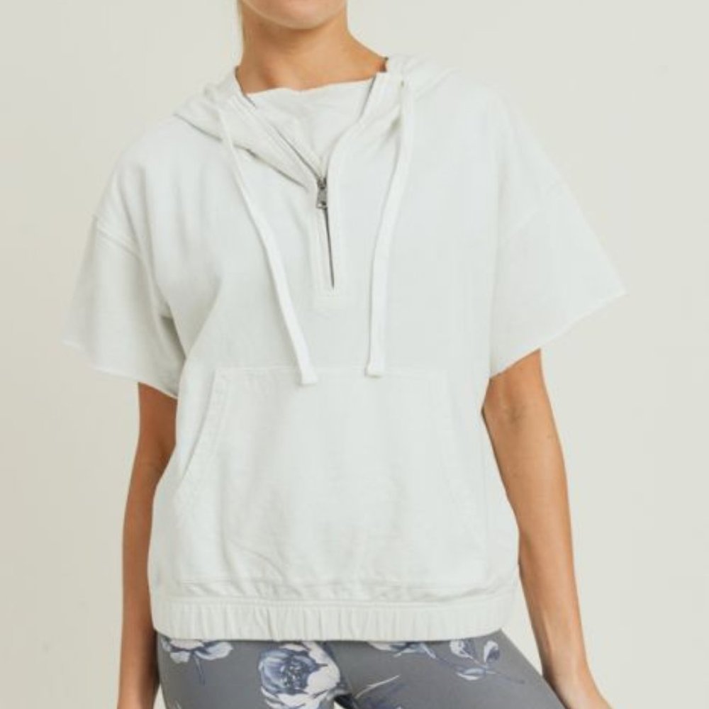 Short-Sleeved Terry Hoodie Pullover